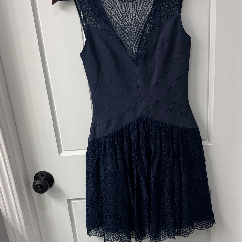 BCBGMaxAzria Navy Lace Mini Dress
